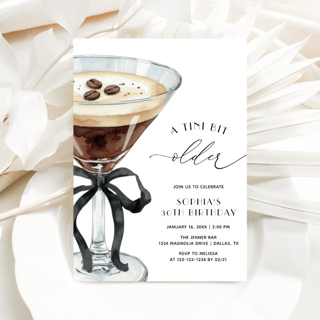 Invitación Elegant A Tini Bit Older Espresso Martini Birthday (Subido por el creador)