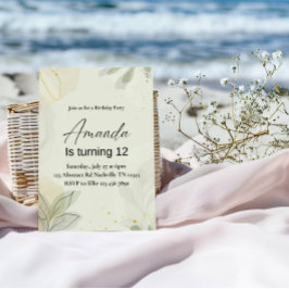 Invitación Elegant Abstract Leaves Girl Birthday Party