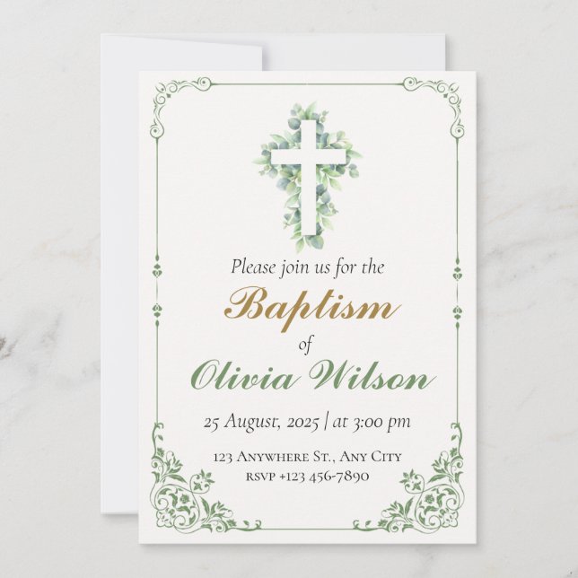 Invitación Elegant Adult Baptism Invitation (Anverso)