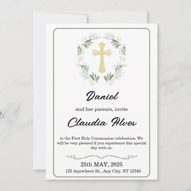 Invitación Elegant Adult Baptism Invitation (Anverso)