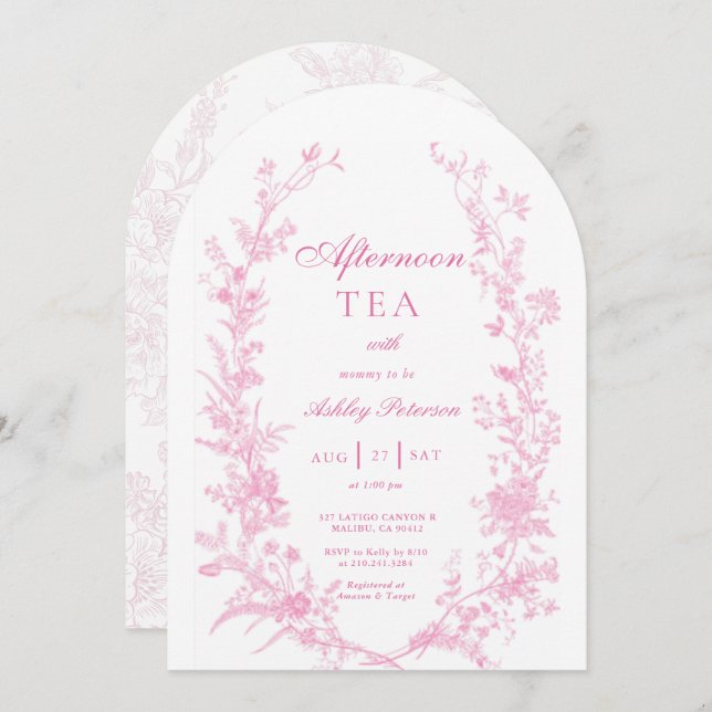 Invitación Elegant Afternoon Tea Party Girl Baby Shower (Anverso / Reverso)