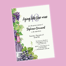 Invitación Elegant Aging Like Fine Wine 40th Birthday Party