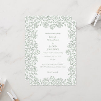 Invitación Elegant All in One Floral Sage & White Wedding