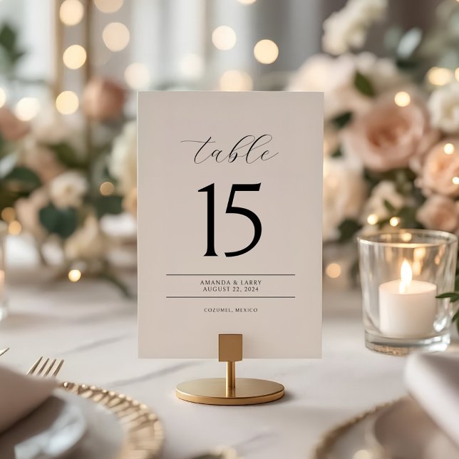 Invitación Elegant and Modern Minimalist Table Number Cards (Minimalist table number for wedding)