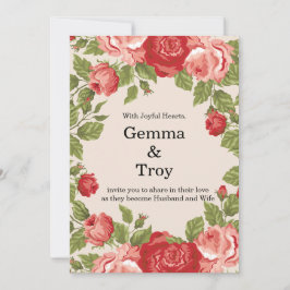 Invitación Elegant and romantic, red roses wedding