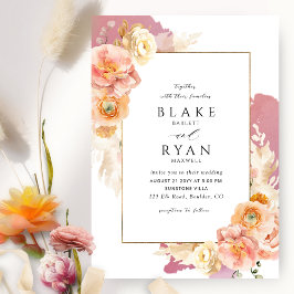 Invitación Elegant and Simple Burgundy, Blush, Peach Wedding
