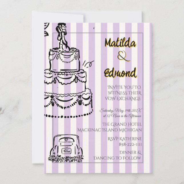 Invitación Elegant and Whimsical Pastel Stripes  (Anverso)