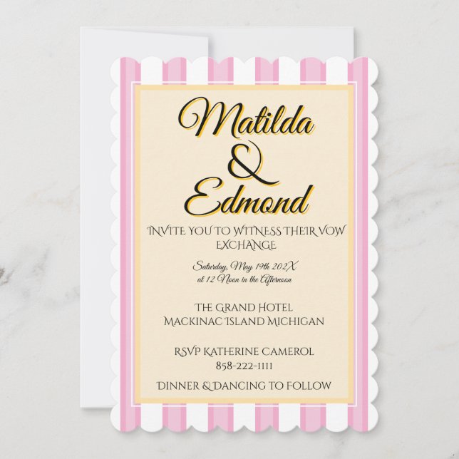 Invitación Elegant and Whimsical Pastel Stripes  (Anverso)
