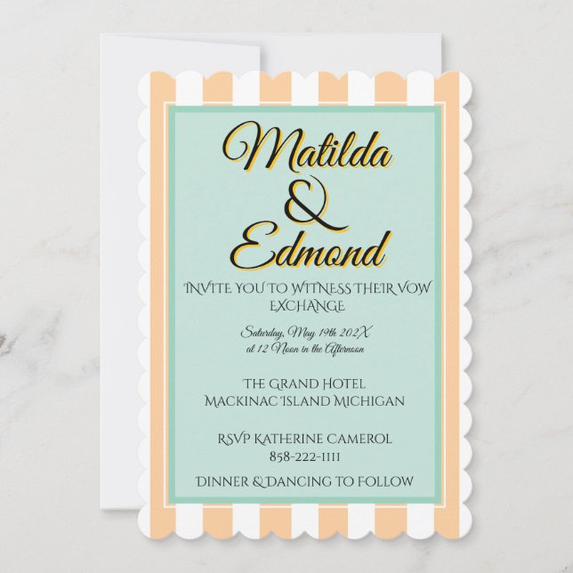 Invitación Elegant and Whimsical Pastel Stripes  (Anverso)