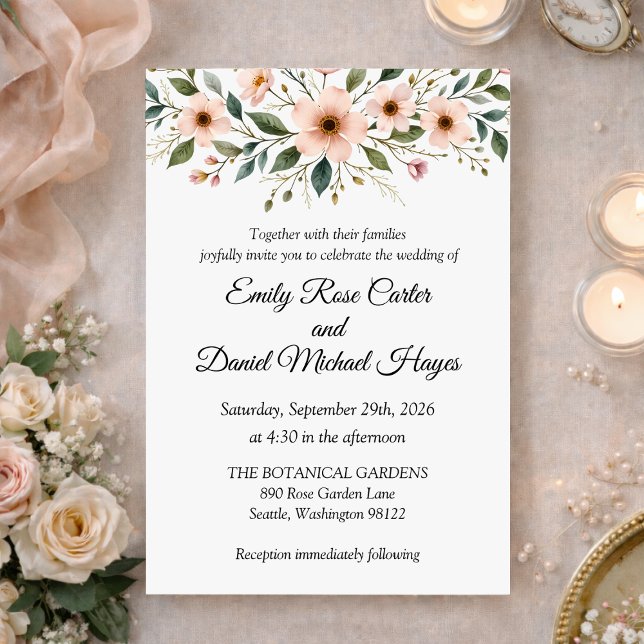 Invitación Elegant Anemone Wildflower Botanical Wedding  (Subido por el creador)