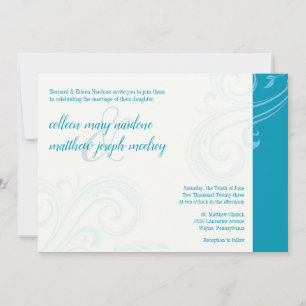 Invitación Elegant Aqua Invite, Boda Caroline