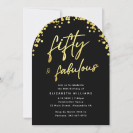 Invitación Elegant Arch Black Fifty y Cumpleaños Fabuloso