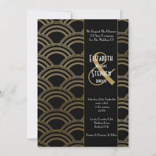 Invitación Elegant Arch Gatsby Art Deco años 20 negro y dorad
