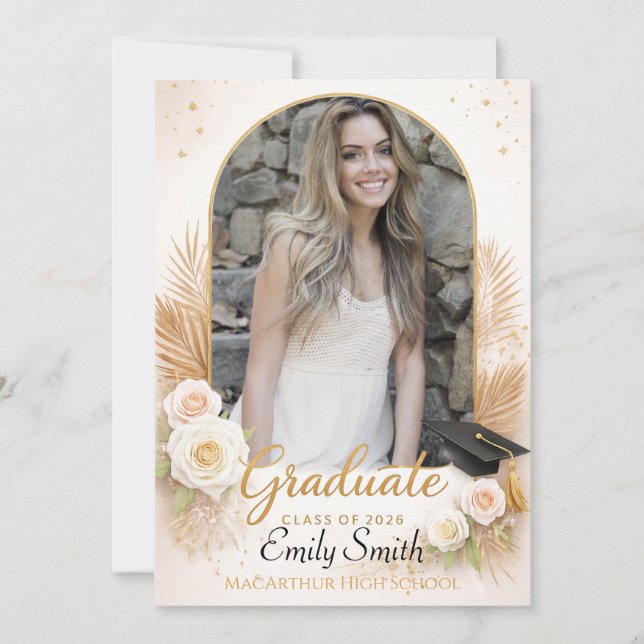 Invitación Elegant Arch Photo Graduation Announcement (Anverso)