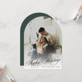 Invitación Elegant Arch Photo Green Christmas Holiday Card