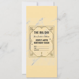 Invitación Elegant Art Deco Birthday Invitation on Marble Bac