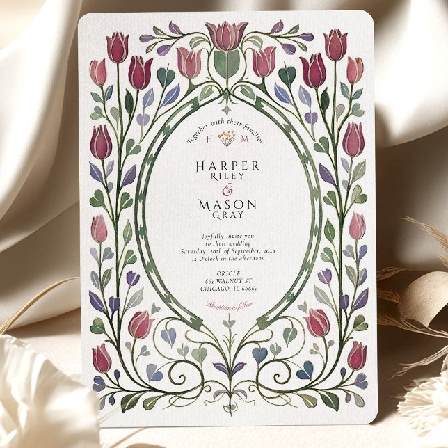Invitación Elegant Art Nouveau Tulip Floral Wedding (Subido por el creador)