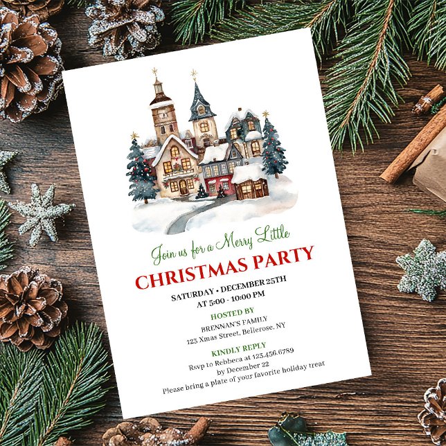 Invitación Elegant artistic holiday scene Christmas invites (Elegant artistic holiday scene Christmas invitation)