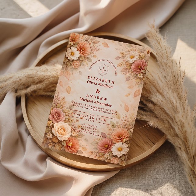 Invitación Elegant Autumn Flower Wedding (Subido por el creador)