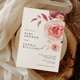 Invitación Elegant Autumn Watercolor Floral Baby Shower