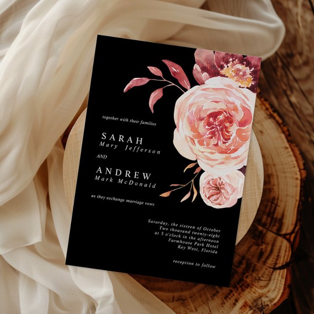 Invitación Elegant Autumn Watercolor Floral Wedding (Subido por el creador)