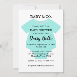 Invitación Elegant Baby & Co Black Teal Baby Shower