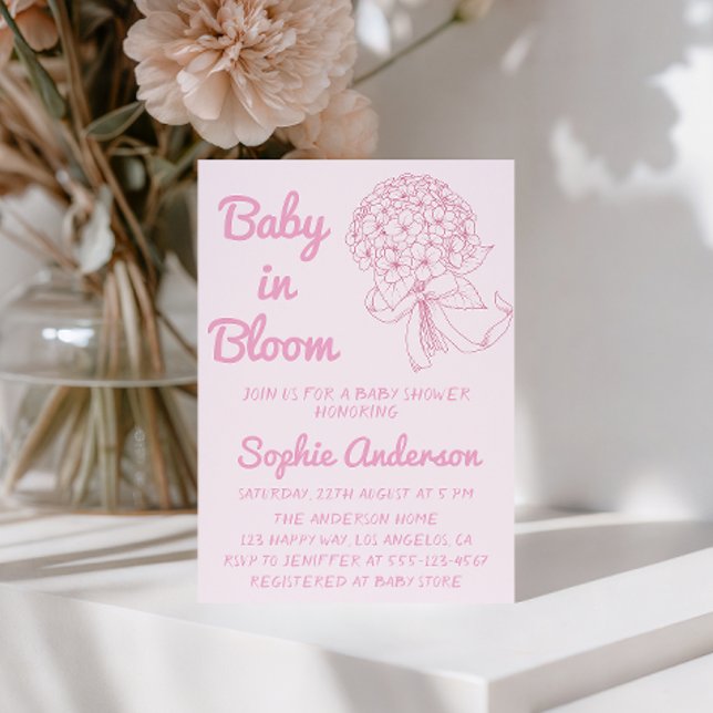 Invitación Elegant Baby in Bloom Pink Floral Baby Shower (Subido por el creador)