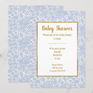 INVITACIÓN ELEGANT BABY SHOWER BELEZA AZUL BEBÉ CON ADORNOS D