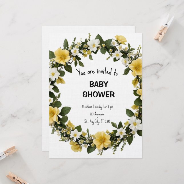 Invitación Elegant Baby Shower Invitation (Anverso/Reverso In Situ)