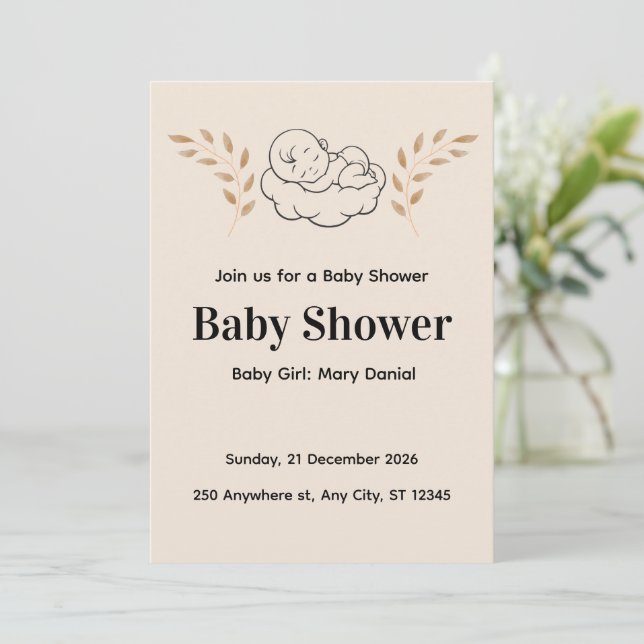 Invitación Elegant Baby Shower Invitation Modern Boho style (Anverso de pie)