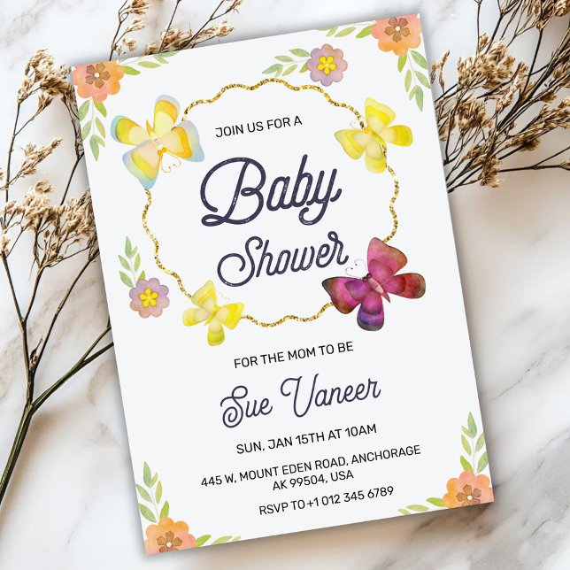 Invitación Elegant baby shower Invitation with floral design (Subido por el creador)
