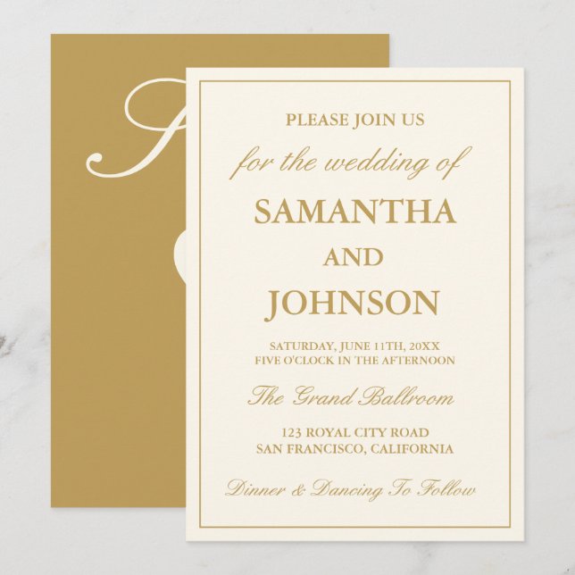 Invitación Elegant Ballroom Vintage Ivory Wedding (Anverso / Reverso)