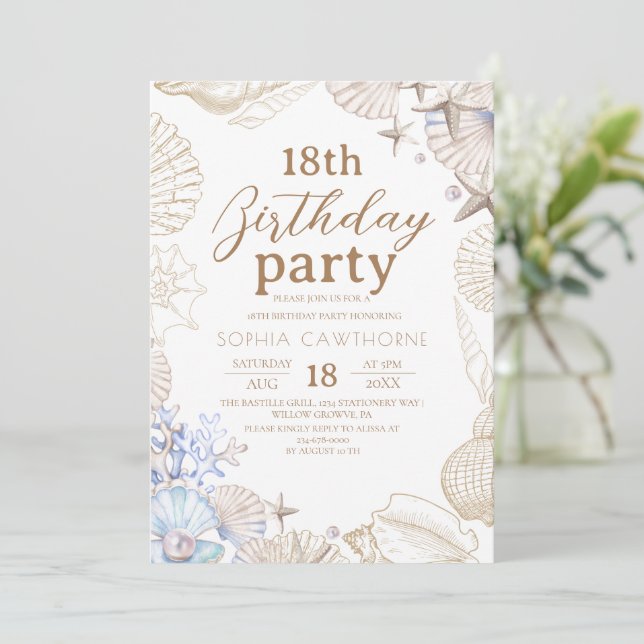 Invitación Elegant Beach Party ⎮Sea 18th Birthday (Anverso de pie)