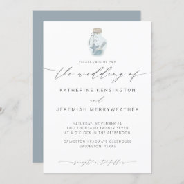 Invitación Elegant Beach Seashell Boda de caligrafía moderna