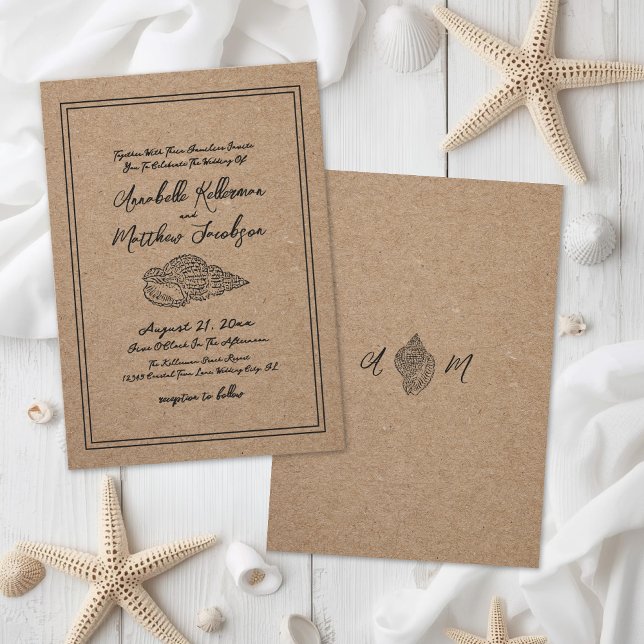 Invitación Elegant Beach Wedding (Elegant Beach Wedding Invitation)
