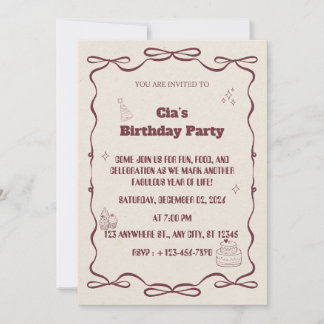 Invitación "Elegant Beige Birthday Party Invite"