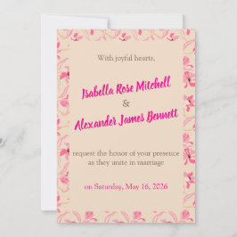 Invitación Elegant Beige & Blush Pink Floral Wedding
