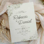Invitación Elegant Beige Floral Minimalist Script Wedding<br><div class="desc">Inspired by timeless wedding stationery,  this elegant design features delicate floral line art and soft neutral tones for a beautifully refined look. The graceful script and minimalist layout create a romantic atmosphere,  perfect for classic,  garden,  or modern weddings.</div>