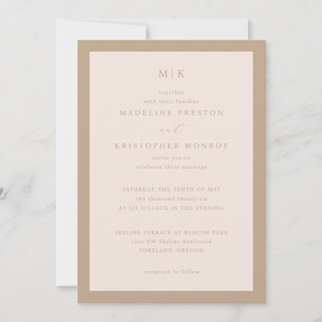 Invitación Elegant Beige Minimalist Calligraphy (Anverso)
