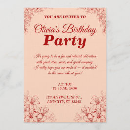Invitación Elegant Birthday Invitation Card – Floral Design