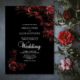Invitación Elegant Black and Copper Floral Wedding
