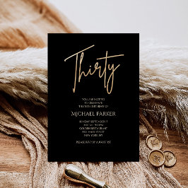 Invitación Elegant Black and Gold 30th Birthday Party Invite