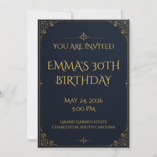 Invitación Elegant Black and Gold Birthday Party