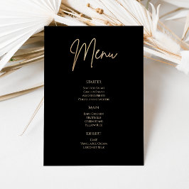 Invitación Elegant Black and Gold Birthday Party Menu Card