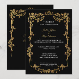 Invitación Elegant black and gold Gothic wedding Invitation