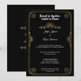 Invitación Elegant black and gold Gothic wedding Invitation