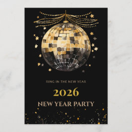 Invitación Elegant Black and Gold New Year Invitation Card