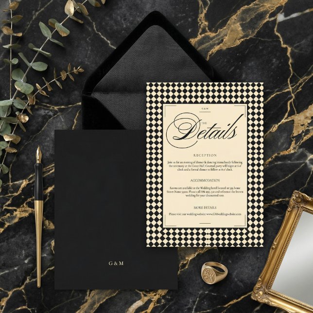 Invitación Elegant Black and Ivory Old Money Details (Subido por el creador)