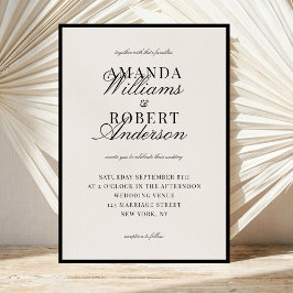 Invitación Elegant Black and Ivory Old Money Wedding