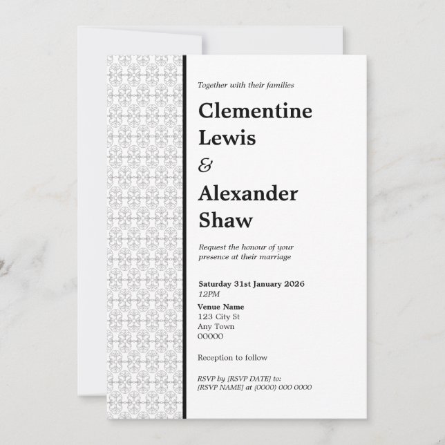 Invitación Elegant Black and White Art Deco Style  (Anverso)